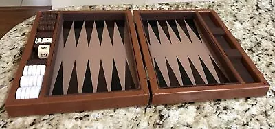 BACKGAMMON Travel SET  Magnetic In Faux Leather Case 9 X 7 X 2 • $9.50