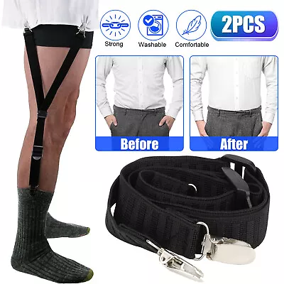 2 Pcs Y-Shape Shirt Stays Rugged Design Adjustable Comfortable Garters Non-Slip • $10.98