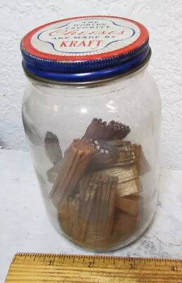 Vintage Kraft Cheese Jar No Label Old Graphic On Lid Filled W/ Old Matches • $14.99