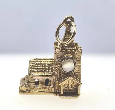 9ct Gold Church Charm Stanhope Lens Displays Wedding Vows  Opens Bride & Groom  • £139