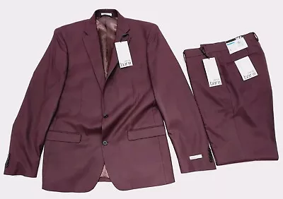 BAR III Men's 42L Jacket 36x34 Pants Slim Fit Burgundy 2 Piece Suit • $129.99