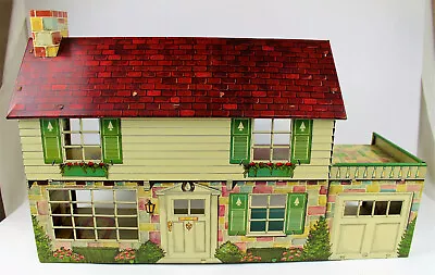 Vintage Marx Tin Litho Two Story Colonial Style Playhouse Dollhouse W/chimney • $74.99