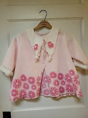 Corky And Co Velour Fleece Jacket Girls Pink Size 2T Snaps Soft Warm Flowers  • $12