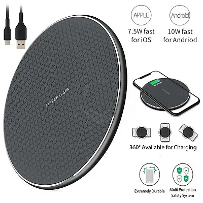 10W Qi Wireless Charging Pad Charger For IPhone 13 12 11 Pro Max Samsung S21 S20 • $8.59