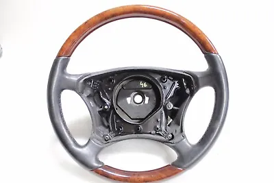 W220 W215 Mercedes Driver Steering Wheel Black Leather Wood S-Class CL-class OEM • $270