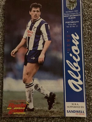 West Brom  V Portsmouth Football Programme 03/03/90 • £0.80