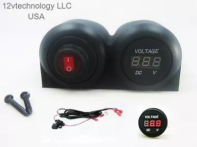12V Battery Bank Voltmeter Monitor RV Marine House Starting Wired + Switch Red • $17.95
