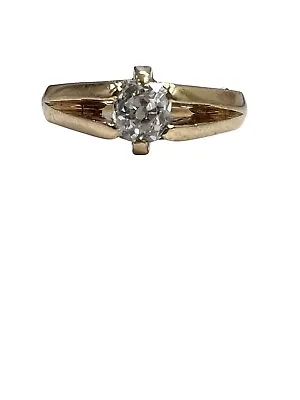 1/3 Carat Center Old Miner's Cut Diamond Antique Solitaire Ring 18k Yellow Gold • $439.99