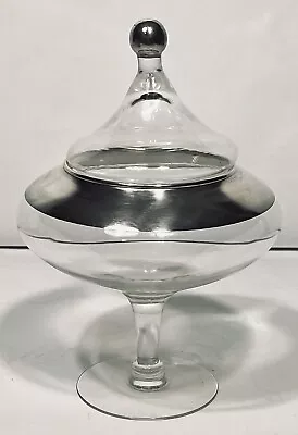 Vintage Dorothy Thorpe Silver Band And Finial 9  Covered Footed Candy Dish • $30