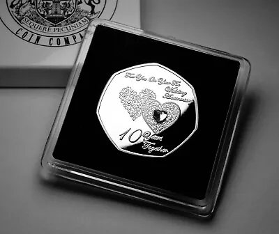 On Your 10th TIN WEDDING ANNIVERSARY Commemorative. Gem. Gift Case. Present. 10 • £10.99