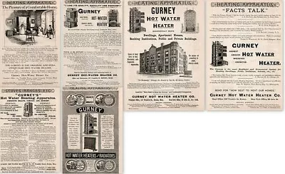 6 1880'S - 90 'S Gurney Hot Water Heater Radiator Steam Boiler Print Ads • $16.99