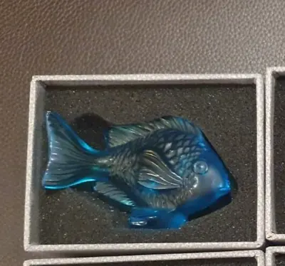 Lalique France Damsel Fish Art Glass Sculpture - Blue • £140