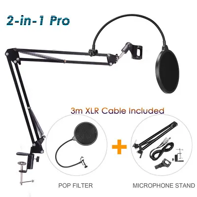 £15.59 • Buy Studio Elite Microphone Desk Stand Set W Pop Filter XLR Cable Boom Arm Mic Holde