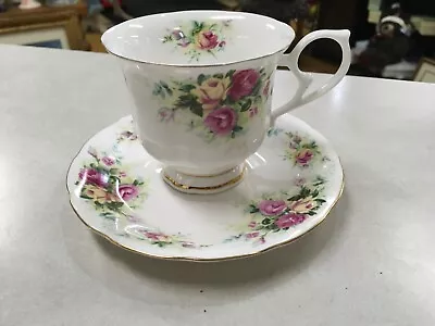 Vintage English Summer Roses Tea Cup And Saucer Wessex Fine China • $9.95