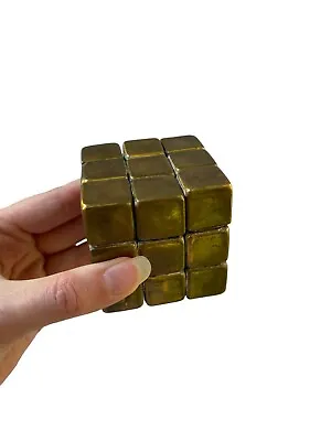 Rare Vintage Retro Collectible Brass Rubik's Rubix Cube Metal Art Puzzle Toy • $250