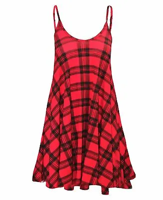 Womens Printed Cami Dress Ladies Strappy Swing Flared Summer Camisole Vest Top • £9.03