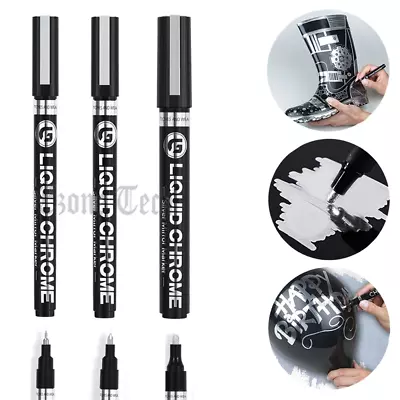 1-3 Pcs Silver Metallic Marker Pen Waterproof Liquid Mirror Chrome Marker Pen US • $5.87