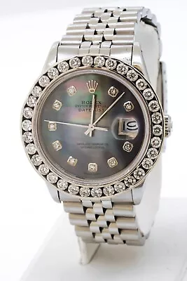 Rolex 16030 Datejust 3.75ct Diamond Mother Of Pearl Dial Automatic Mens Watch • $2025