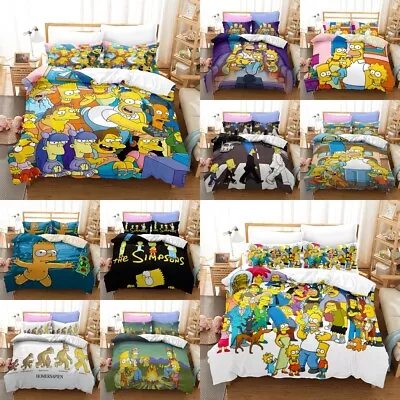 3D The Simpsons Cartoon Duvet Cover Bedding Set Pillowcase Single Double Queen • $27.68