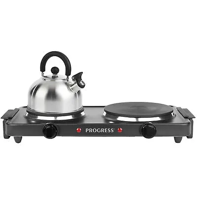 Progress Twin Hot Plate Electric Portable Tabletop Cooker Kitchen Hob 1000/1500W • £32.99