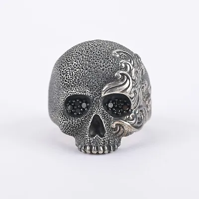 David Yurman Pavé Black Diamond Wave Skull Sterling Silver Ring W/Box • $649.99
