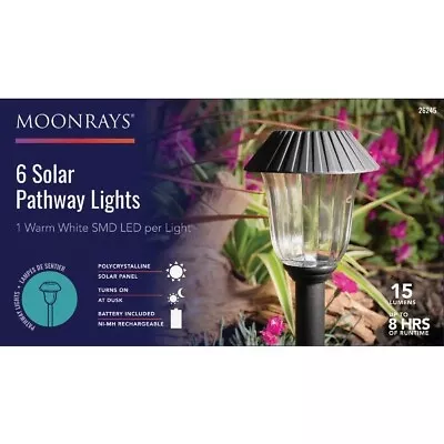 (1-6/pk)-Moonrays Plastic 13-1/2 In. H. Solar Stake Light Set. Model: 26245 • $65.99