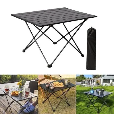 Folding Camping Tables With Carry Bag Portable Garden Picnic BBQ Beach Fishing • £10.99