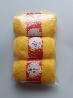  Pack Of 3 Buttercup Yellow Lace Weight Yarn 3 X 25g • £4