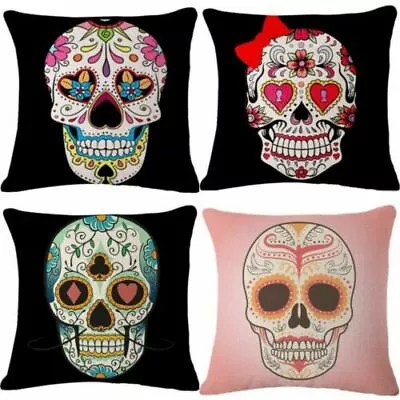 Pillow Case Pillow Cover Sofa Cover Cushion Home Decor Skull Flower Cat Beach • $6.98