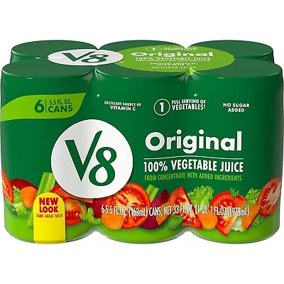V8 Original 100% Vegetable Juice 5.5 Fl Oz Can (Pack Of 6) • $6.09