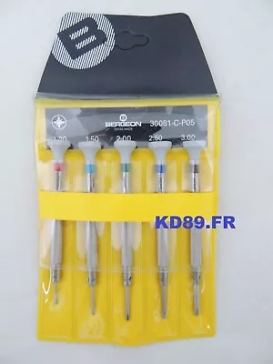 5 X Screwdriver With Phillips Blades Bergeon 30081-C-P05 For Watchmakers SWISS • $128.73