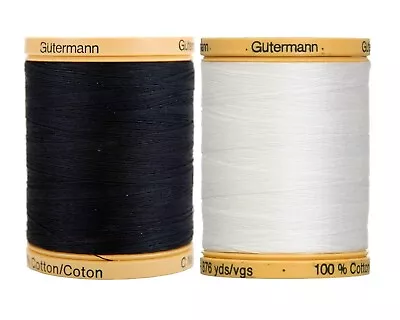 Gütermann Sewing Thread - Reel 100% Cotton Machine &Hand Quilting White/Black • £4.95