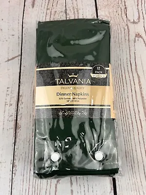 Talvania 12 Pack Cotton Blend Dinner Napkins Green 18x18  Soft Hotel Quality • $18.90