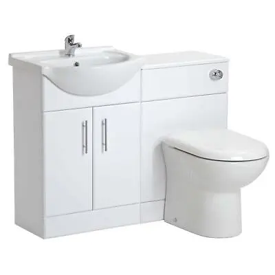 Vanity Unit With Combined Sink Toilet Bathroom Suite Furniture WC Set 1050mm • £246.99