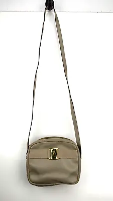 Salvatore Ferragamo Vintage Crossbody Leather Beige Small Vara Made In Italy • $76.49