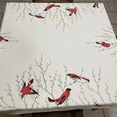 48x 48  VINTAGE TABLECLOTH BIRDS On Branches • $165