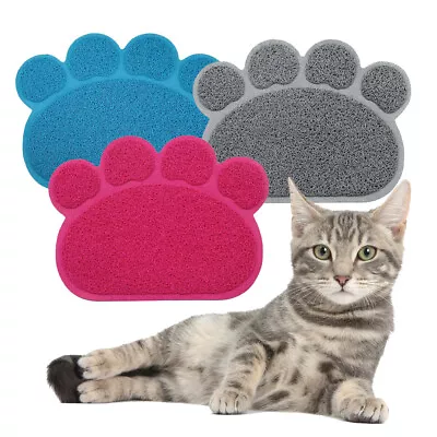 £3.90 • Buy Pet Feeding Mat Paw Shaped PVC Non Slip Dishes Bowl Small Dog Puppy Cat Kitten