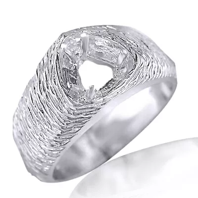 Mens Trillion Cut Ring Setting 14K White Gold Plated Sterling Silver • $267.46