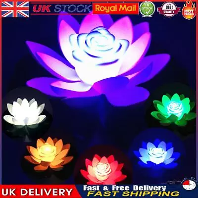 1 X Floating LED Battery Powered Lotus Lights Garden Pond Pool Landscape Lamps • £5.31