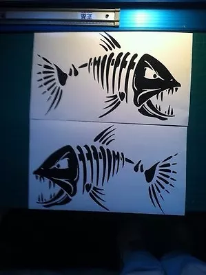 $15.49 • Buy (2) Large Skeleton Fish Vinyl Decals 23  Boat Fishing Graphics Sticker Window