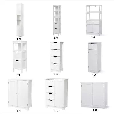 Mondeer Bathroom Cabinet Cupboard Storage Unit Living Room With Drawer MDF White • £39.99