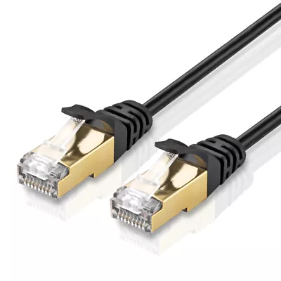 Cat7 Shielded Network Ethernet Patch Cable Black 6/10/20/25/30/50/75/100 Ft Lot • $9.44