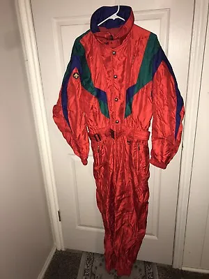 Vtg Ski Suit One Piece Snowsuit DESCENTE Snow Bib Retro Size Small • $111.20