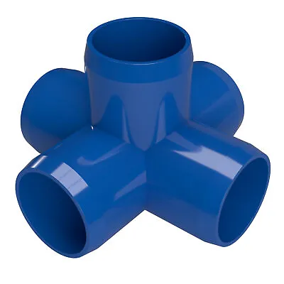 1-1/4  5-Way PVC Cross Fitting Blue (4-PK) FORMUFIT Furniture Grade USA Made • $25.99