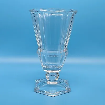 VAL ST LAMBERT Belgian Crystal 10  Footed Vase GARDENIA Art Deco Marked RARE VTG • $69.95