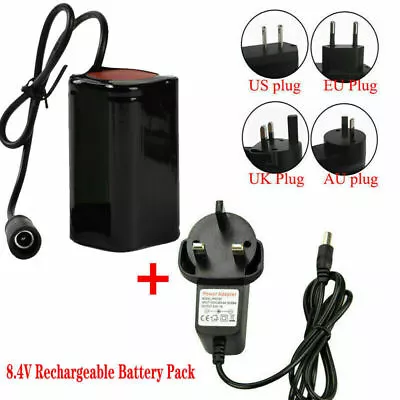 Rechargeable 8.4V 4*18650 Battery Pack UK Plug For LED Bicycle Bike Light Lamp • £3