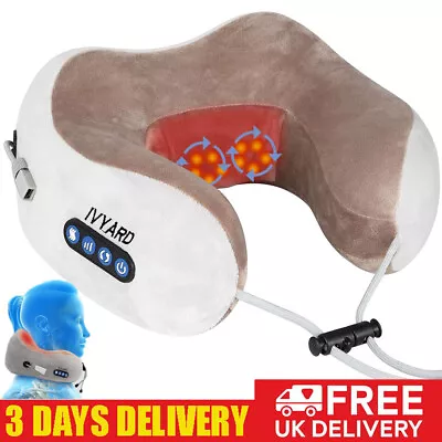 Electric Shiatsu Back Neck Shoulder Massager With Heat Kneading Body Car Home UK • £18.89