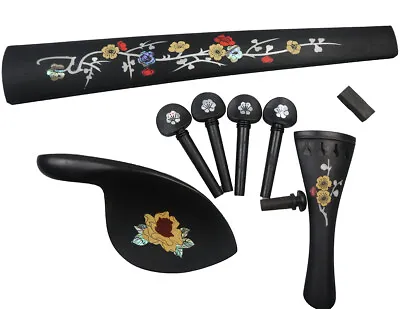 Set Violin Accessories Parts Tailpiece Chinrest Fingerboard Pearl Shell Inlays • $62.69