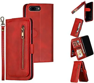 $11.50 • Buy Iphone 7 Plus 8 Plus Leather Wallet Case 9 Card Slot Vertical Flip Zipper