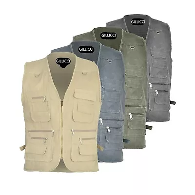 Mens Golf Work Safari Fishing Hunting Hiking Zipped Waistcoat Gilet Bodywarmer • £16.99